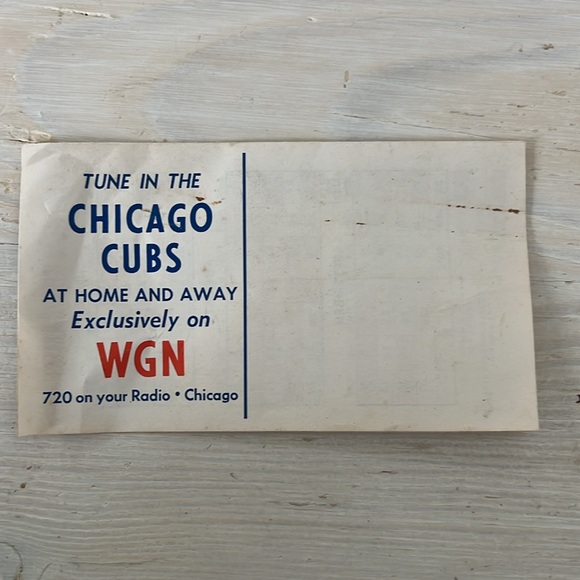 Vintage 1958 Chicago Cubs pocket schedule WGN - Picture 3 of 3